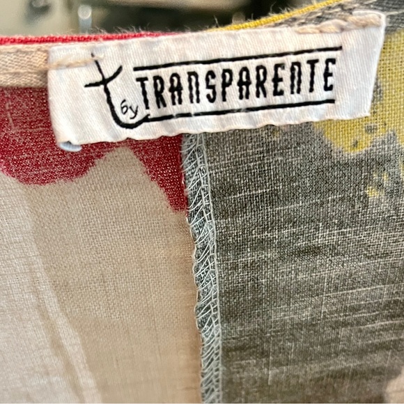 T by Transparente Lagenlook Multi Abstract Linen Maxi Dress Pockets size XL - Picture 4 of 5